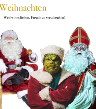 Weihnachtsmann und Grinch Theater Liebreiz